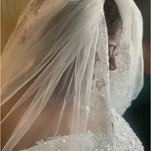 Diamond Studded Extra-Long Cathedral Veil.